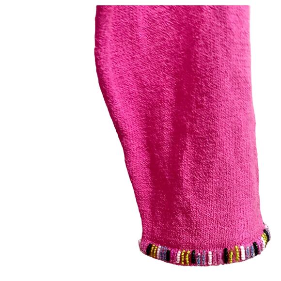 Design Options Philip Jane Gordon Bright Pink Beaded Fringe Cardigan Women’s M - Picture 4 of 10